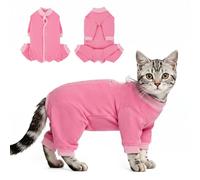 QBLEEV Cat Recovery Suit After Surgery, Anti Licking Surgical Cat Onesie with Adjustable Neck, Post-Surgery Spay Neuter Pajamas for Female Male Cats - Abdominal Wounds or Skin Diseases, S-XL