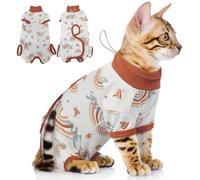 QBLEEV Cat Recovery Suit for Post Surgery, Spay Neuter Suit for Cats, Soft Stretchy Cotton Cat Onesie for Skin Diseases, Anti-Lick Surgical Shirt Pajamas for Abdominal Wound, Kitten Cone Alternative