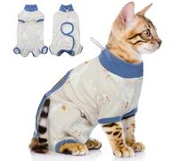 QBLEEV Cat Recovery Suit for Post Surgery, Spay Neuter Suit for Cats, Soft Stretchy Cotton Cat Onesie for Skin Diseases, Anti-Lick Surgical Shirt Pajamas for Abdominal Wound, Kitten Cone Alternative