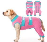 QBLEEV Dog Surgery Recovery Suit for Rear Legs, Cone Alternative Onesie | Soft long sleeve, adjustable for male female dogs, stop licking after spay/neuter, breathable, machine washable, pink, XXL