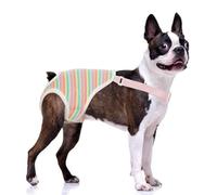 QBLEEV Hygienic Washable Female Dog Diapers with Adjustable Shoulder Straps, Reusable Dog Pants for Male Dogs in Heat, Puppy Diapers for French Bulldog, Medium