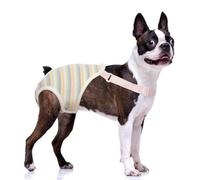QBLEEV Hygienic Washable Female Dog Diapers with Adjustable Shoulder Straps, Reusable Dog Pants for Male Dogs in Heat, Puppy Diapers for French Bulldog, Medium