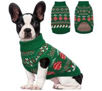 QBLEEV Medium Dog Christmas Sweater - Acrylic Yarn Turtleneck Knit Pullover - Sleeveless Holiday Outfit Knitwear for Dogs Girl Boy- Warm Winter Dog Clothes Medium Sized Sweatershirt