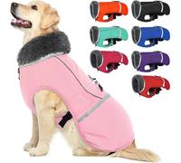 QBLEEV Warm Dog Coat Reflective Dog Jacket, Waterproof Dog Winter Coat Turtleneck Dog Clothes for Cold Weather, Thick Fleece Dog Snowsuit Christmas Dog Vest Pet Apparel for Small Medium Large Dogs M