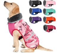 QBLEEV Warm Dog Coat Reflective Dog Jacket, Waterproof Dog Winter Coat Turtleneck Dog Clothes for Cold Weather, Thick Fleece Dog Snowsuit Christmas Dog Vest Pet Apparel for Small Medium Large Dogs S