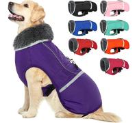 QBLEEV Warm Dog Coat Reflective Dog Jacket, Waterproof Dog Winter Coat Turtleneck Dog Clothes for Cold Weather, Thick Fleece Dog Snowsuit Christmas Dog Vest Pet Apparel for Small Medium Large Dogs 3XL