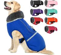 QBLEEV Warm Dog Coat - Reflective Dog Jacket, Waterproof Winter Coat with Turtleneck & Thick Fleece Lining for Small Medium Large Dogs - Snowsuit Christmas Pet Apparel