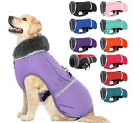 QBLEEV Warm Dog Jacket Winter Reflective Jacket Waterproof Windproof Cold Dog Clothes Stand Collar Thick Fleece Lining Pet Suit Vest