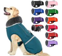 QBLEEV Warm Dog Jacket Winter Reflective Jacket Waterproof Windproof Cold Dog Clothes Stand Collar Thick Fleece Lining Pet Suit Vest