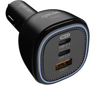 qBLOC 165W Fast Car Charger - 3-in-1 USB C Charger & USB Charger compatible with USB C Charger Cable. Fast Charging, Durable, Safe & Reliable Car Accessory with Sl esign and High Power Output.