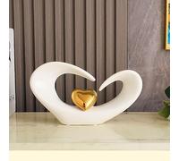 QBMYCN Ceramic Heart Sculpture,Decorative Heart Art Statue,Home Decor Modern, Table Decorations for Living Room Dining Room Office Centerpiece
