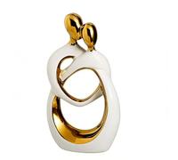 QBMYCN Couple Hugging Ceramic Statue,Modern Abstract Art Statue,Romantic Abstract Couple Sculpture,Home Decor Ceramic,for Living Room Bedroom Office Entryway Fireplace. (White gold, Large)