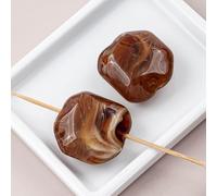 qbodp 10 Pcs Resin Big Hole Beads, 33mmx31mmx16mm, Large Irregular Beaded Decorations Accessories for Jewelry Making, Brown