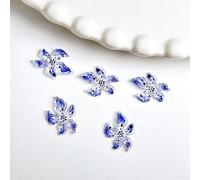 qbodp 100 Pcs Flower Nail Art Accessories Small Ornaments Resin Decorations Nail Charms, 12mm×16mm, Dark Blue