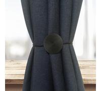qbodp 2 Pack Strong Magnetic Curtain Tiebacks Round Metal Tie Backs for Drapes, Elegant Decorative Window Curtain Holdbacks, Black