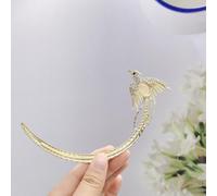 qbodp 2 Pcs Crescent Moon Hair Sticks for Buns, Phoenix Decorative Hair Chopsticks Elegant Hairpins Stick Hair Accessories for Thick Hair, Golden