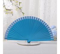 qbodp 2 Pcs Wooden Folding Hand Fan for Women,Spanish Vintage Folding Fan 9 Inches Portable Foldable Fan for Wedding,Dance,Party,Performance,Blue