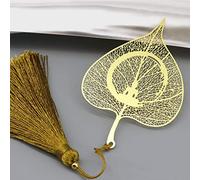 qbodp 2 Pieces Metal Bookmarks with Tassel,Meditation Buddha Hollow Out Leaf Handicrafts,Cute Leaf Bookmark for Book Lovers,Teacher Students Classroom Gifts