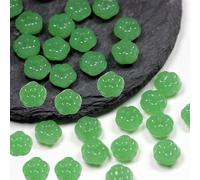 qbodp 200 Pcs 8mm Small Glass Pumpkin Beads for Crafts Making, Green