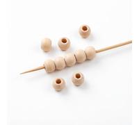 qbodp 200 Pcs Big Hole Wood Beads for Bracelet Making, Small Round Beaded Decorations Accessories, 8mm