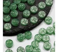 qbodp 200 Pcs Flat Round Beads with Hole, 8mm Small Crafts Beaded Decorations Accessories for Jewelry Making, Dark Green