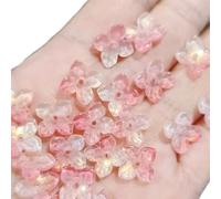 qbodp 200 Pcs Flower Shape Beads with Hole, 8mm Small Petals Beaded Decorations Accessories