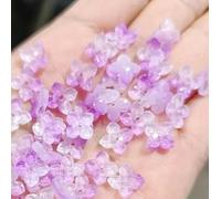 qbodp 200 Pcs Flower Shape Beads with Hole, 8mm Small Petals Beaded Decorations Accessories, Purple