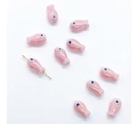 qbodp 30 Pcs Fish Shape Beads, 10mmx19mm, Ceramic Decorative Accessories for Bracelets Making, Light Pink