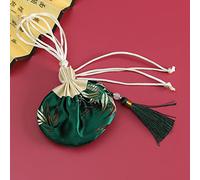 qbodp 4 Pcs Chinese Small Sachet Bag Embroidered Bamboo Pouches Drawstring Gift Bag Empty Scent Bag with Tassel,Car Rearview Mirror Hanging Decoration,Green