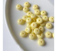 qbodp 40 Pcs Small Oblate Spacer Beads for Bracelets Making,Light Yellow