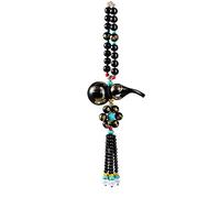 qbodp Car Mirror Hanging Accessories for Men,Imitation Obsidian Gourd Mirror Hanging Car Interior Accessories Turquoise Beads Car Charms for Rear View Mirror,Black