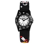 Qbos Children's Watch Rocket Spaceship Space Astronaut Universe White Black Analogue Silicone Quartz Girls Boys Kids, black, Strap.