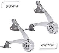 QBOSO Lid Support Hinge in Satin Nickel Folding Lid Stay Hinge with Soft Close, Perfect for Toy Box/Drawer/Window/Wardrobe/Cabinet Door,22lb(Scimitar Style 1pair)