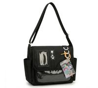 QBPKQY Black Ita Bag Crossbody Messenger Handbag with DIY Accessories | Large Capacity, Pin Display Insert Bags, Kawaii Japanese School Ladies Purse, Y2K Korean College Aesthetic Shoulder Tote