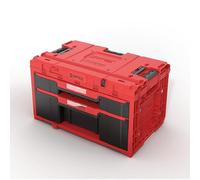 Qbrick - System ONE Drawer 2 Plus Toolbox 2.0 RED ULTRA HD - Organiser Storage for Tools Set and Accessories with High Storage Capacity - Made of Durable Plastic