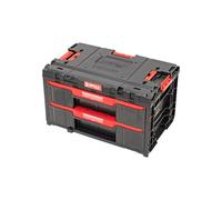 Qbrick - System ONE Drawer 2 Toolbox Toolbox 2.0 BLACK - Organiser Storage for Tools Set and Accessories with High Storage Capacity - 2x 14.5L Drawers - Made of Durable Plastic - Empty Tool Box