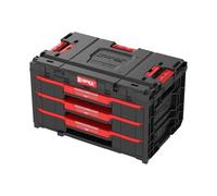 Qbrick - System ONE Drawer 3 Toolbox 2.0 BLACK - Organiser Storage for Tools Set and Accessories with High Storage Capacity, 3 9L Drawers - Made of Durable Plastic - Empty Tool Box