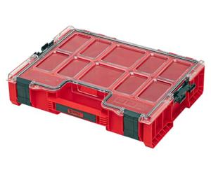 Qbrick - System PRO Organiser 300 RED ULTRA HD - Heavy-Duty Modular Storage Box for Tools, Parts & Accessories - Stackable, High-Capacity Case for Tool Trolley