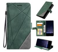 QBRXFPA Case for Redmi A5, Business Splicing Casual Flip Folio Leather Card Holder Kickstand Wallet Case for Redmi A5-Green
