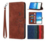 QBRXFPA Compatible with Motorola Edge 30 Neo, Magnetic Leather Lovely Heart Pattern Foldable Card Slots Holder Wallet Phone Cover for Motorola Edge 30 Neo-Brown