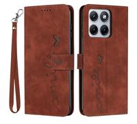 QBRXFPA Compatible with Motorola Edge 50 Neo 5G, Leather Heart Pattern Magnetic Flip Foldable Card Slots Holder Phone Wallet Cover for Motorola Edge 50 Neo 5G-Brown