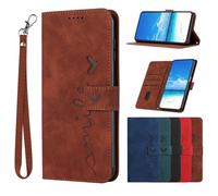 QBRXFPA Compatible with Motorola S50 Neo 5G, Leather Heart Pattern Magnetic Flip Foldable Card Slots Holder Phone Wallet Cover for Motorola S50 Neo 5G-Brown