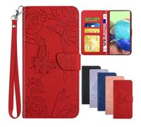 QBRXFPA Compatible with OnePlus 15 5G Lovely Butterfly Pattern Magnetic Protective Cover Card Slots Holder Wallet Case-Red