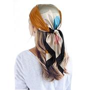 QBSM 35'' Satin Large Square Head Scarf Silk Feeling Neck Scarves Hair Sleeping Wrap Lightweight Headscarf for Women