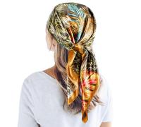 QBSM 35'' Satin Large Square Head Scarf Silk Feeling Neck Scarves Hair Sleeping Wrap Lightweight Headscarf for Women