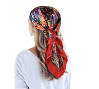 QBSM 35'' Satin Large Square Head Scarf Silk Feeling Neck Scarves Hair Sleeping Wrap Lightweight Headscarf for Women