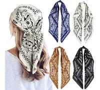 QBSM 4 Pcs 35'' Satin Head Scarf Silk Feeling Neck Scarves Hair Wrap for Sleeping Large Square Headscarf for Women