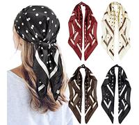 QBSM 4 Pcs 35'' Satin Head Scarf Silk Feeling Neck Scarves Hair Wrap for Sleeping Large Square Headscarf for Women