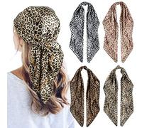 QBSM 4 Pcs 35'' Satin Head Scarf Silk Feeling Neck Scarves Hair Wrap for Sleeping Large Square Headscarf for Women