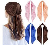 QBSM 4 Pcs 35'' Satin Head Scarf Silk Feeling Neck Scarves Hair Wrap for Sleeping Large Square Headscarf for Women